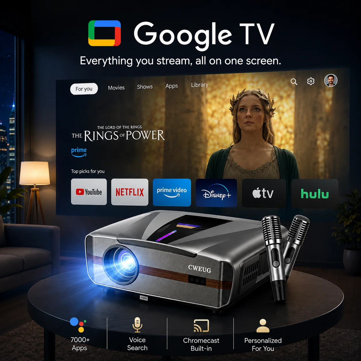 Yeni 4K E9 UHD Projektör Akıll - Home Cinema Karaoke Projector incelemesi ve fiyatı